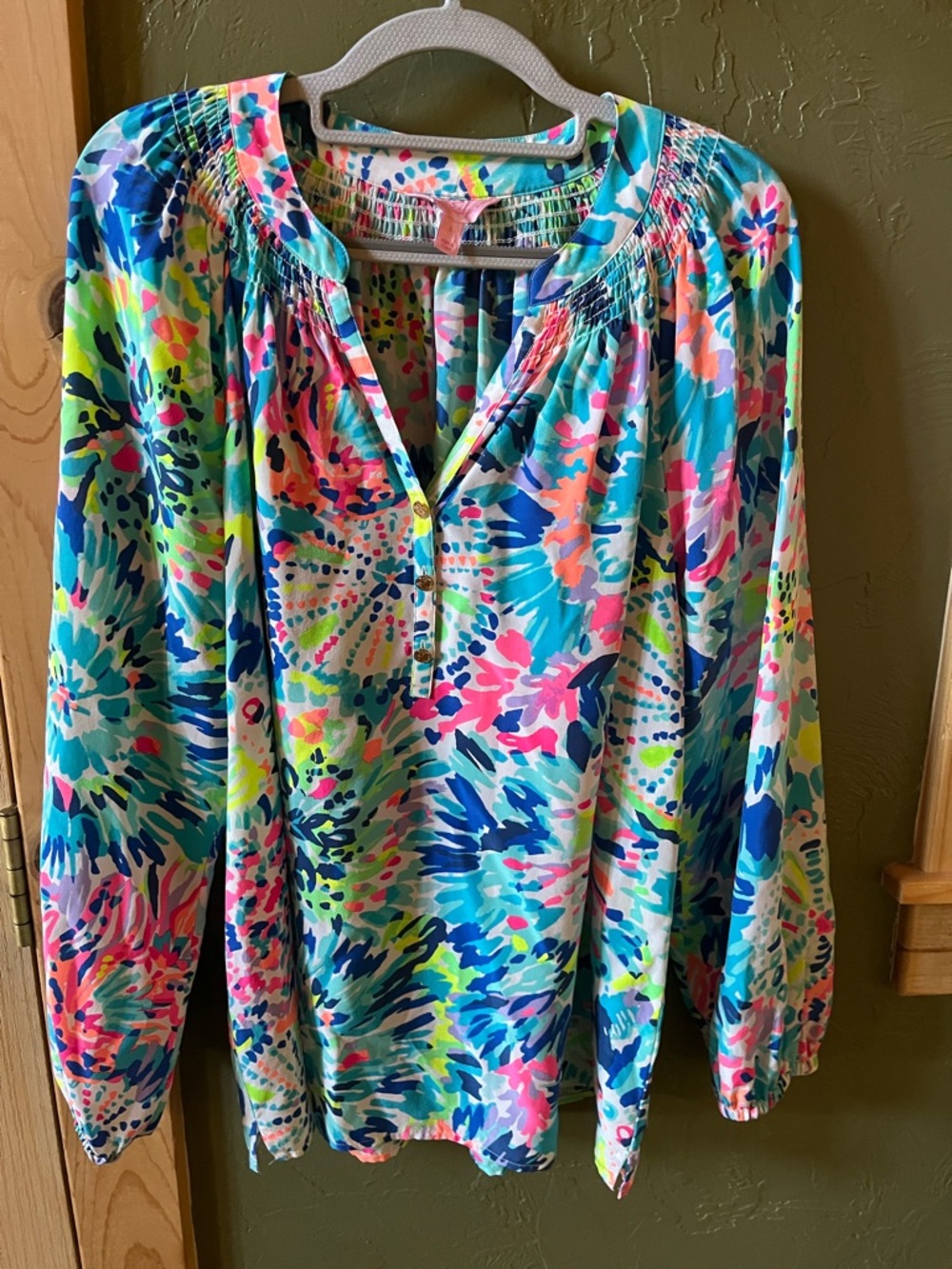 Vibrant Multicolor Long-Sleeve Peasant Blouse